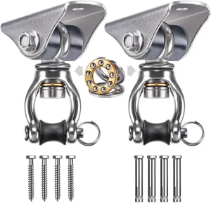 SELEWARE Silent Swing Hanger Heavy Duty Swing Hook Swivel Bearing Swing Mount Hardware for Porch Swing Hammock Chair Heavy Bag Yoga Silk Suspension Straps Olympic Rings 2 Pack