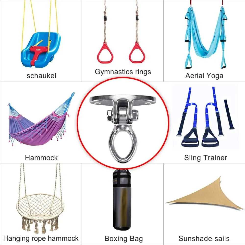 SELEWARE Stainless Steel SUS 304 Swing Hangers Heavy Duty Swing Hooks Ceiling Swing Mount Hardware for Playground Swing Set Porch Swing Hammock Chair Heavy Bag Yoga Swing 2000 lbs Capacity 2 Pack