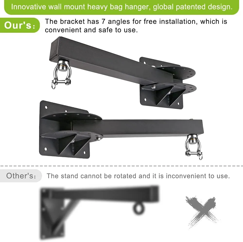 SELEWARE Wall Mount Heavy Bag Hanger Heavy Duty Punching Bag Hanger Adjustable Boxing Bag Bracket for Home Gym Indoor Outdoor Boxing, Muay Thai and MMA Training