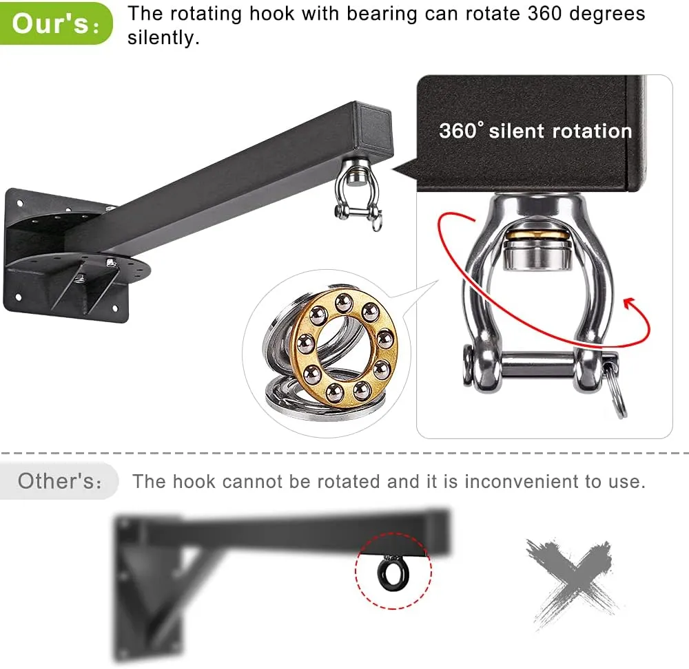 SELEWARE Wall Mount Heavy Bag Hanger Heavy Duty Punching Bag Hanger Adjustable Boxing Bag Bracket for Home Gym Indoor Outdoor Boxing, Muay Thai and MMA Training