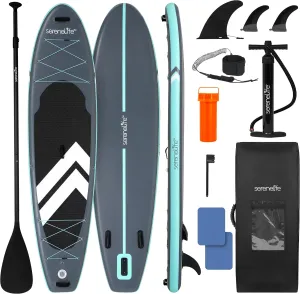 SereneLife 11’ Inflatable Stand Up Paddle Board with Premium SUP Accessories - 32” Wide Stable Design with Non-Slip EVA Deck Pad for Youth and Adults, 350 lbs. Capacity