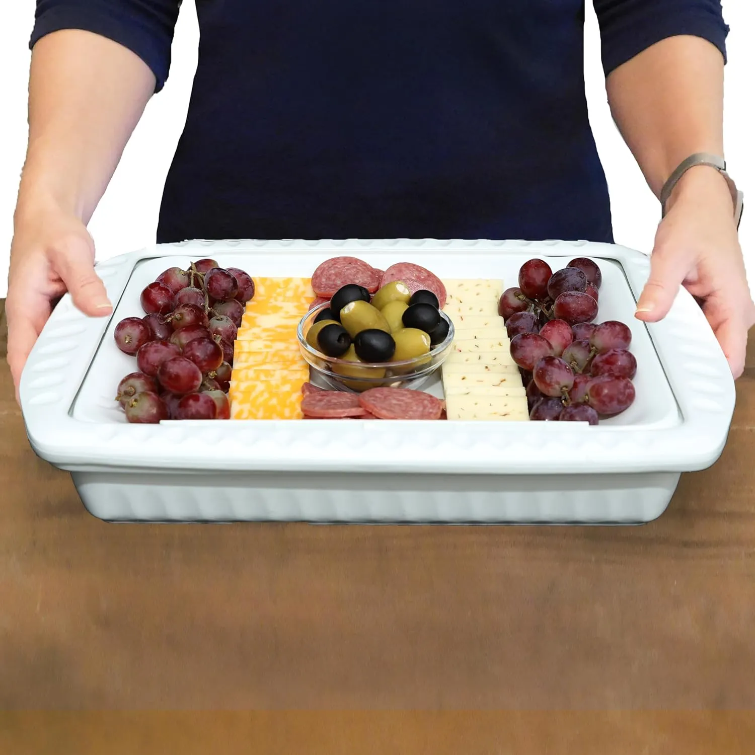 Serving and Casserole Carrier for 9x13x2 Foil Pan, Heat Resistant w/Handles, Snap on Lid Doubles as a Serving Dish, 1 Foil Pan included, BPA Free Made in USA-Black
