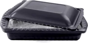 Serving and Casserole Carrier for 9x13x2 Foil Pan, Heat Resistant w/Handles, Snap on Lid Doubles as a Serving Dish, 1 Foil Pan included, BPA Free Made in USA-Black
