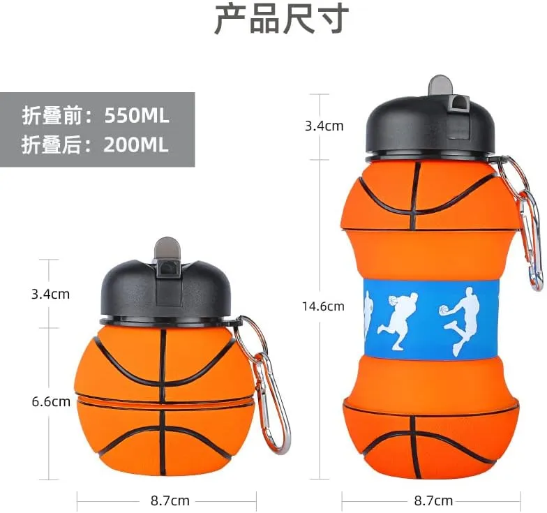 Silicone Folding Ball Bottle Outdoor Sports Kettle Home Kids Water Cup Portable with Fun Tumbler for Picnic Tumblerful Student Portable Cute