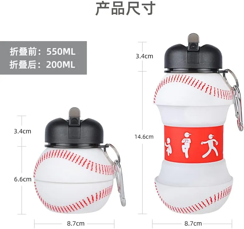 Silicone Folding Ball Bottle Outdoor Sports Kettle Home Kids Water Cup Portable with Fun Tumbler for Picnic Tumblerful Student Portable Cute