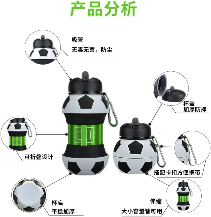 Silicone Folding Ball Bottle Outdoor Sports Kettle Home Kids Water Cup Portable with Fun Tumbler for Picnic Tumblerful Student Portable Cute