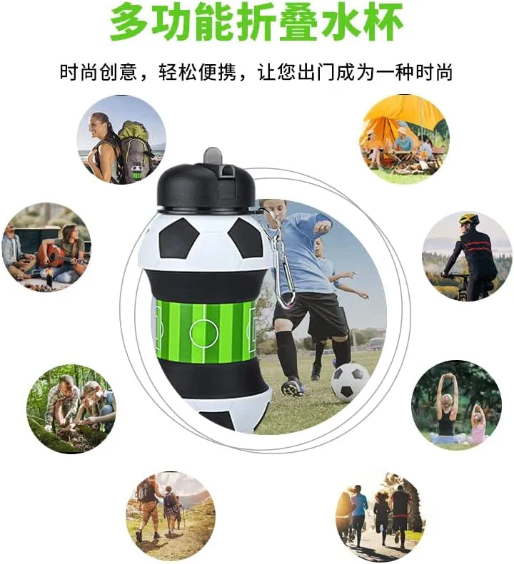 Silicone Folding Ball Bottle Outdoor Sports Kettle Home Kids Water Cup Portable with Fun Tumbler for Picnic Tumblerful Student Portable Cute