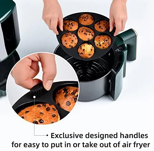 Silicone Muffin Pan for Air Fryer,Oven,Instant Pot 8.4inch Reusable BPA Free Silicone Baking Molds 2-Pack