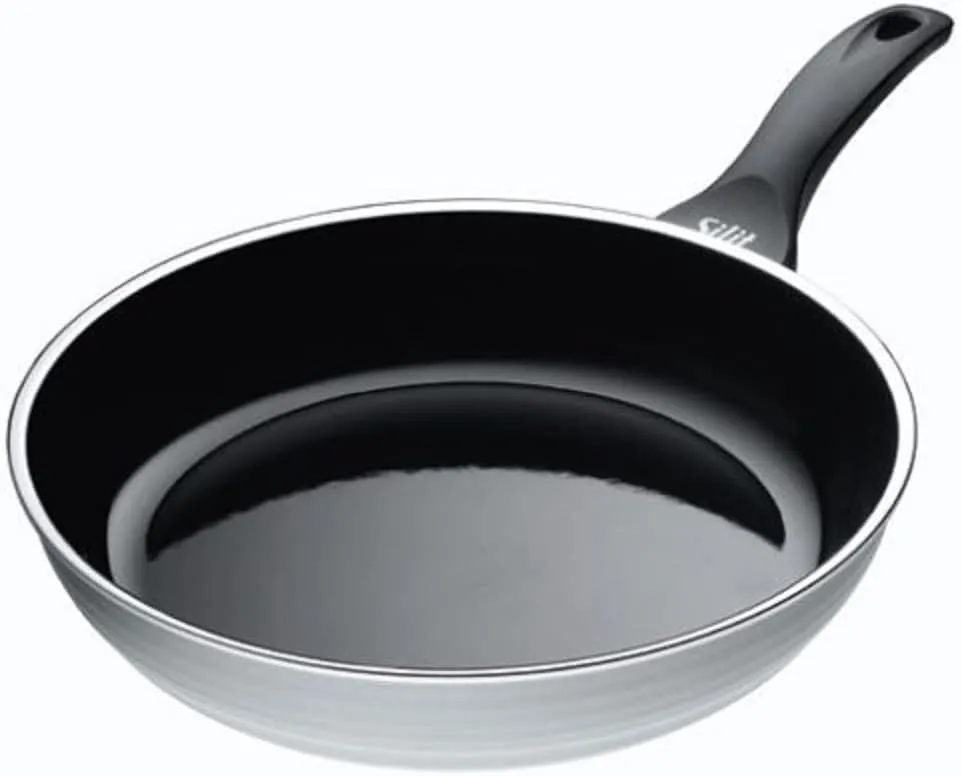 Silit Frying Pan Uncoated Ø 24cm Grey Vision Made in Germany Pouring Rim Plastic Handle with Flame Protection Silargan® Functional Ceramic Suitable for Induction Hobs Dishwasher-Safe