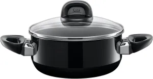 Silit Pot Ø 20 cm Approx. 2.4L Modesto Black Pouring Rim Made in Germany Glass Lid Silargan® Functional Ceramic Suitable for Induction Hobs Dishwasher-Safe