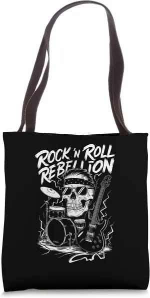 Skull and Band Rock n Roll Rebellion Music Tote Bag