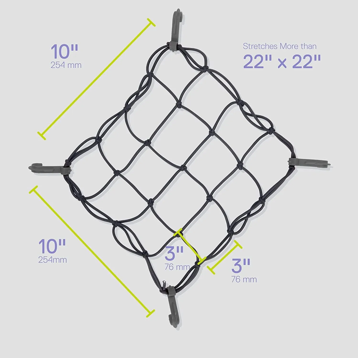 Small Cargo Net by Delta Cycle (2-Pack) - Expandable Bungee Net with Hooks Stretches to 22" x 22" - Bike Cargo Net Keeps Your Gear Tightly in Place for Bikes & Kayaks