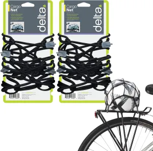 Small Cargo Net by Delta Cycle (2-Pack) - Expandable Bungee Net with Hooks Stretches to 22" x 22" - Bike Cargo Net Keeps Your Gear Tightly in Place for Bikes & Kayaks
