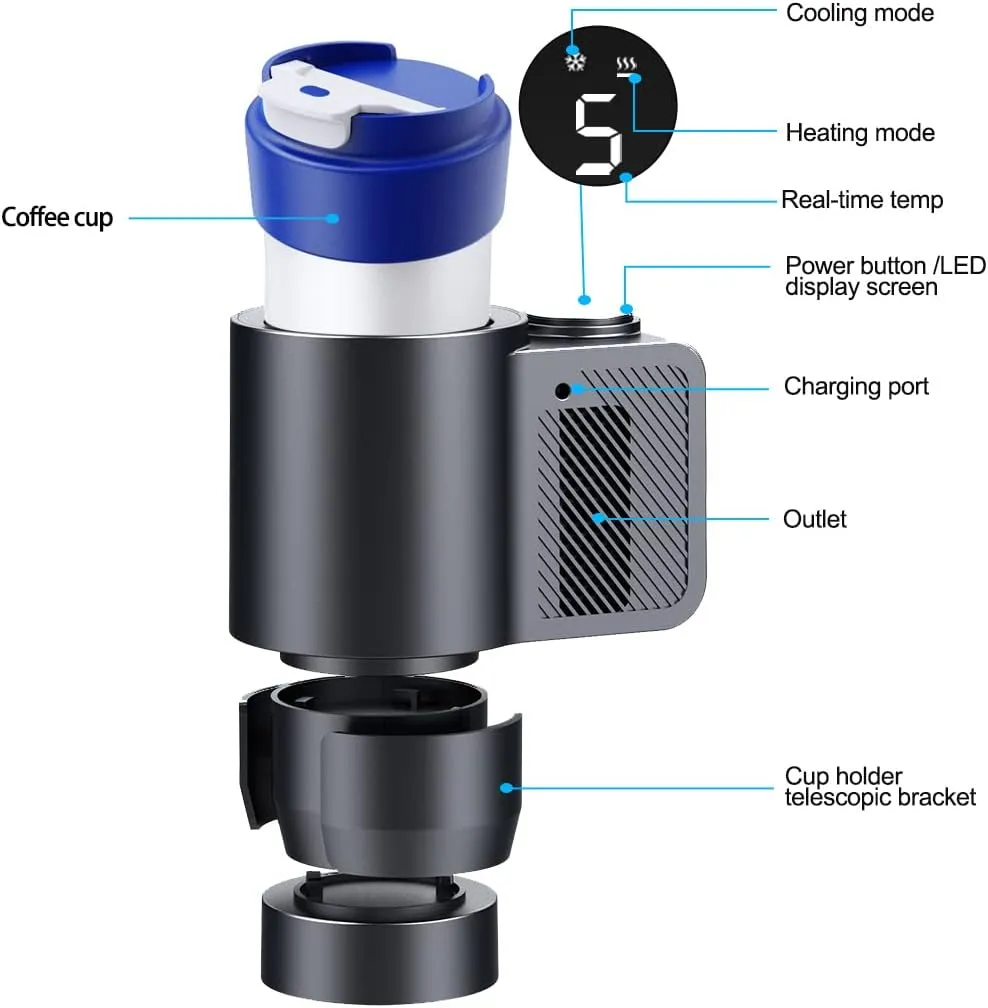 Smart Car Cup Holder with Cooling and Heating Features