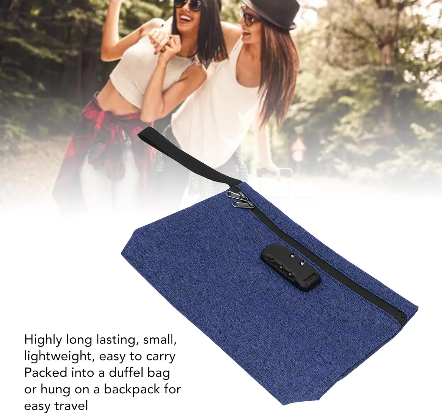 Smell Proof Bag, Lockable Activated Carbon Odor Storage Container Odor Stash Case Lockable Smell Proof Container for Travel (Navy Blue)