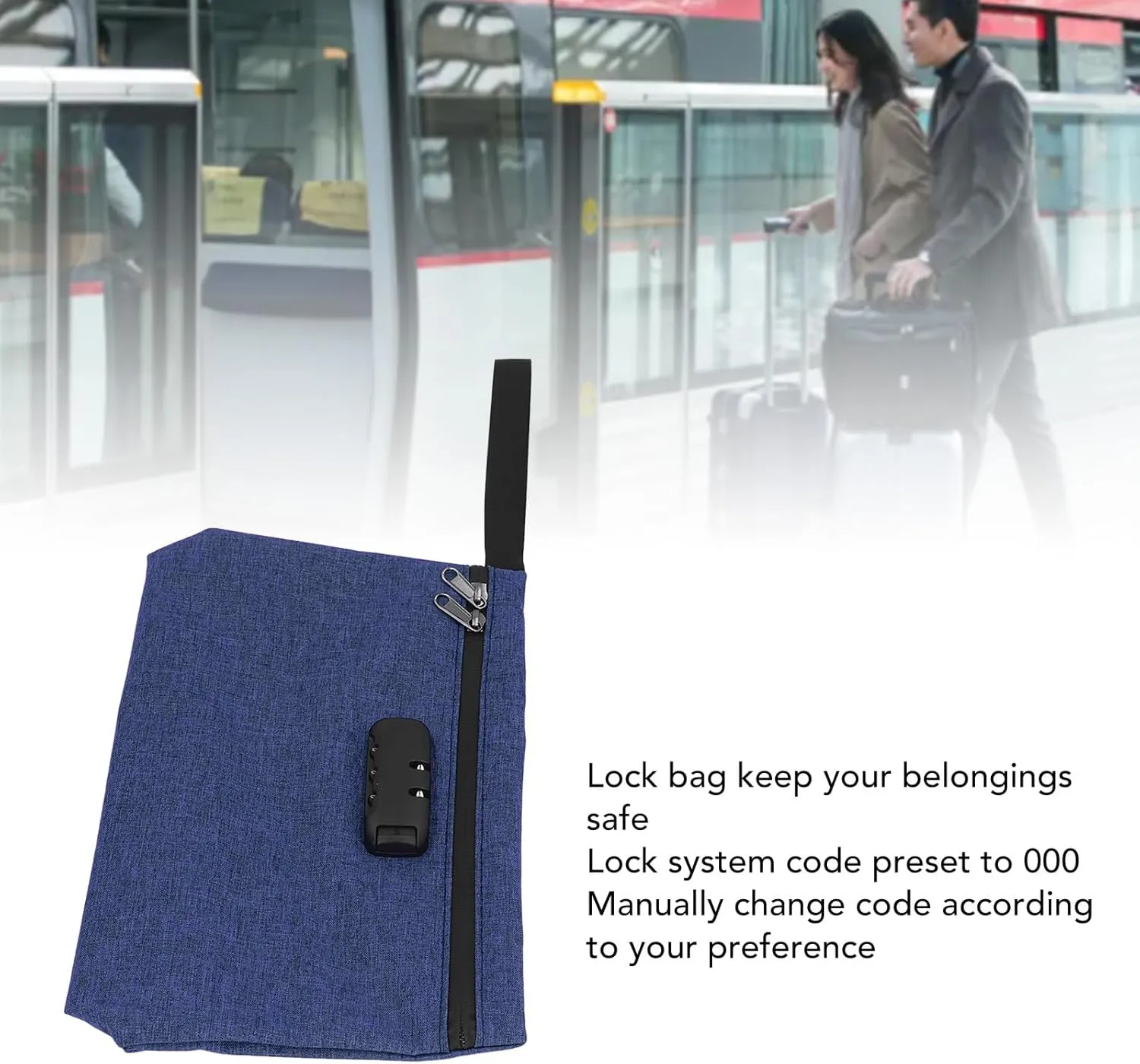 Smell Proof Bag, Lockable Activated Carbon Odor Storage Container Odor Stash Case Lockable Smell Proof Container for Travel (Navy Blue)
