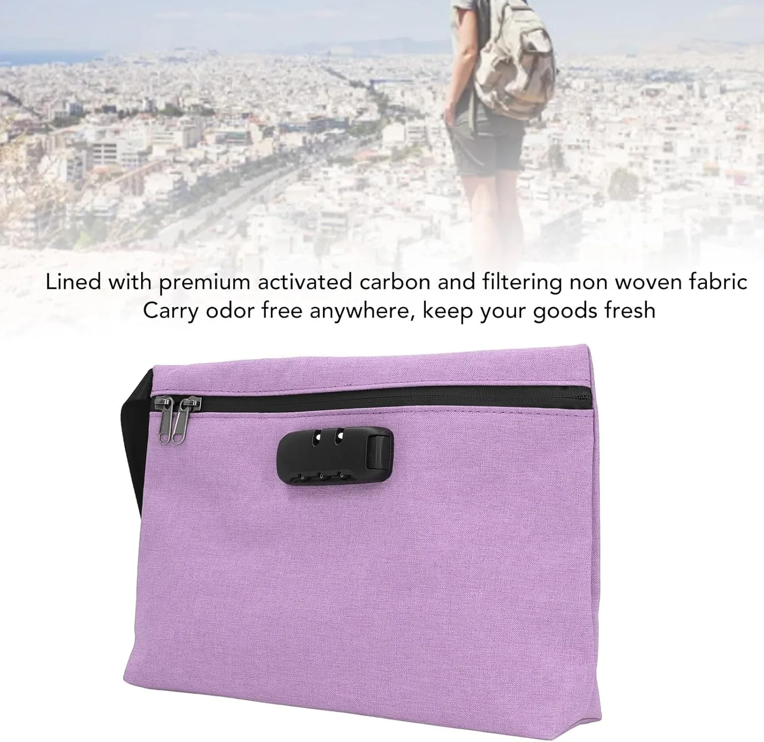 smell proof bag, Smell Proof Bag, Lockable Activated Carbon Odor Storage Container Odor Stash Case Lockable Smell Proof Container for Travel (Roseous)