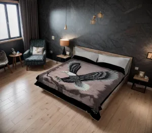 SOLARON Super Thick Heavy Weight Ultra Silky Soft Mink Heavy Duty Reversible Blanket Bed comforters bedspreads Bedding Comforter King or Queen (Twin, 118 Eagle Black)