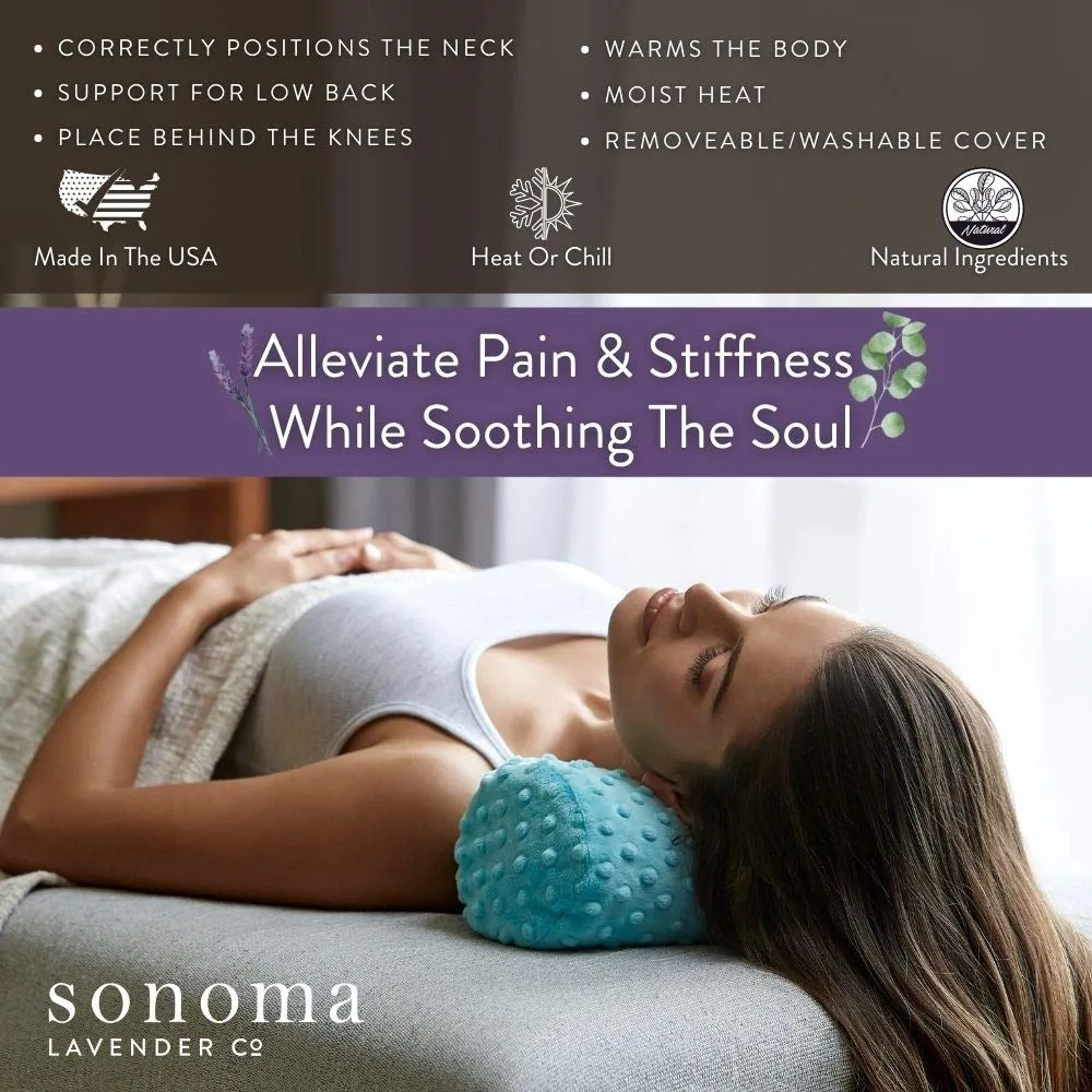 Sonoma Lavender, Lavender Bolster Roll, Microwaveable, Hot/Cold Neck Pillow, Soothing and Relaxing Pain Relief for Neck, Low Back or Behind The Knees, Removable/Washable Cover, (Arctic Circle)