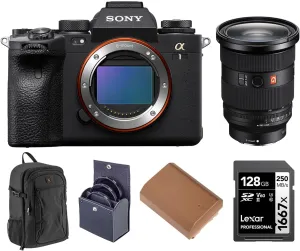 Sony Alpha 1 Mirrorless Camera, Bundle with FE 24-70mm f/2.8 GM II Lens, Alpine 200 Backpack, 128GB UHS-II SDXC Memory Card, Extra Battery, 82mm Filter Kit