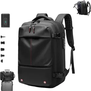 Spacevac Backpack, Vacpack Backpack with Vacuum, 60L Expandable Easy Vac Travel Bag with Pump, Waterproof & Anti-Theft (Black, With vacuum pump)