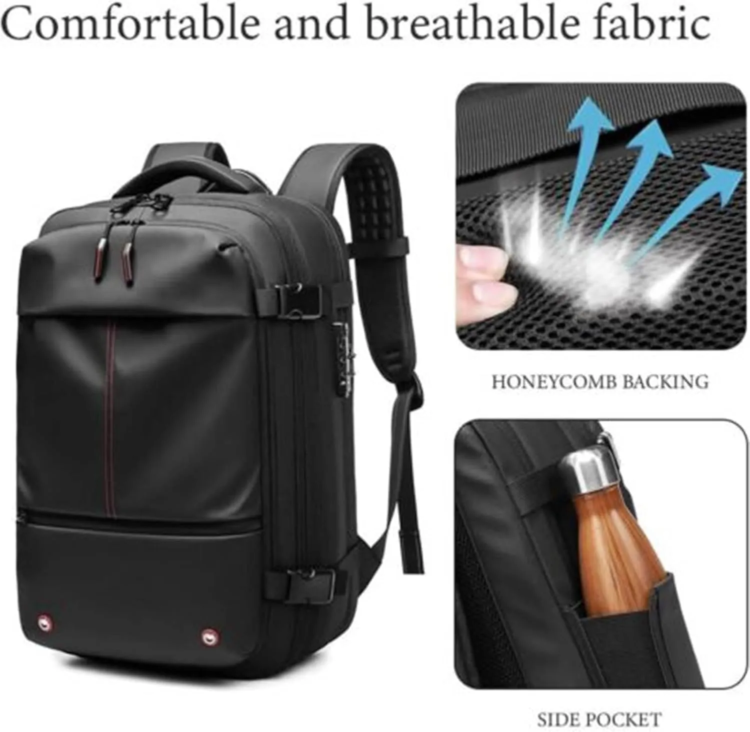 Spacevac Backpack, Vacpack Backpack with Vacuum, 60L Expandable Easy Vac Travel Bag with Pump, Waterproof & Anti-Theft (Black, With vacuum pump)