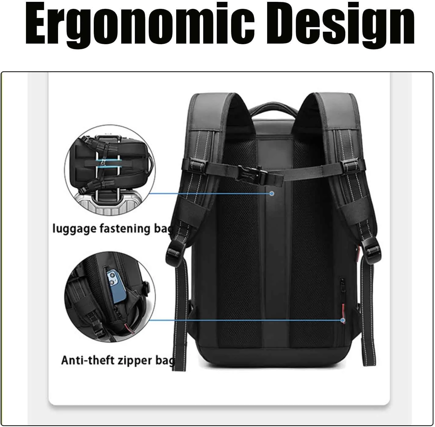 Spacevac Pro Backpack, Spacevac Backpack with Pump, Vacuum Compression 60 Liters Expandable Travel Backpacks (Black)