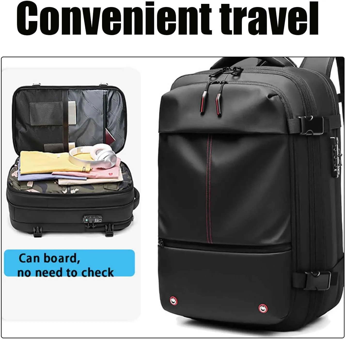 Spacevac Pro Backpack, Spacevac Backpack with Pump, Vacuum Compression 60 Liters Expandable Travel Backpacks (Black)