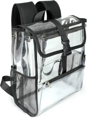 SPODEARS Clear Backpack Stadium Approved, Multi-Pocket Transparent PVC Bag for Concerts, Sports, Travel, 12x6x12