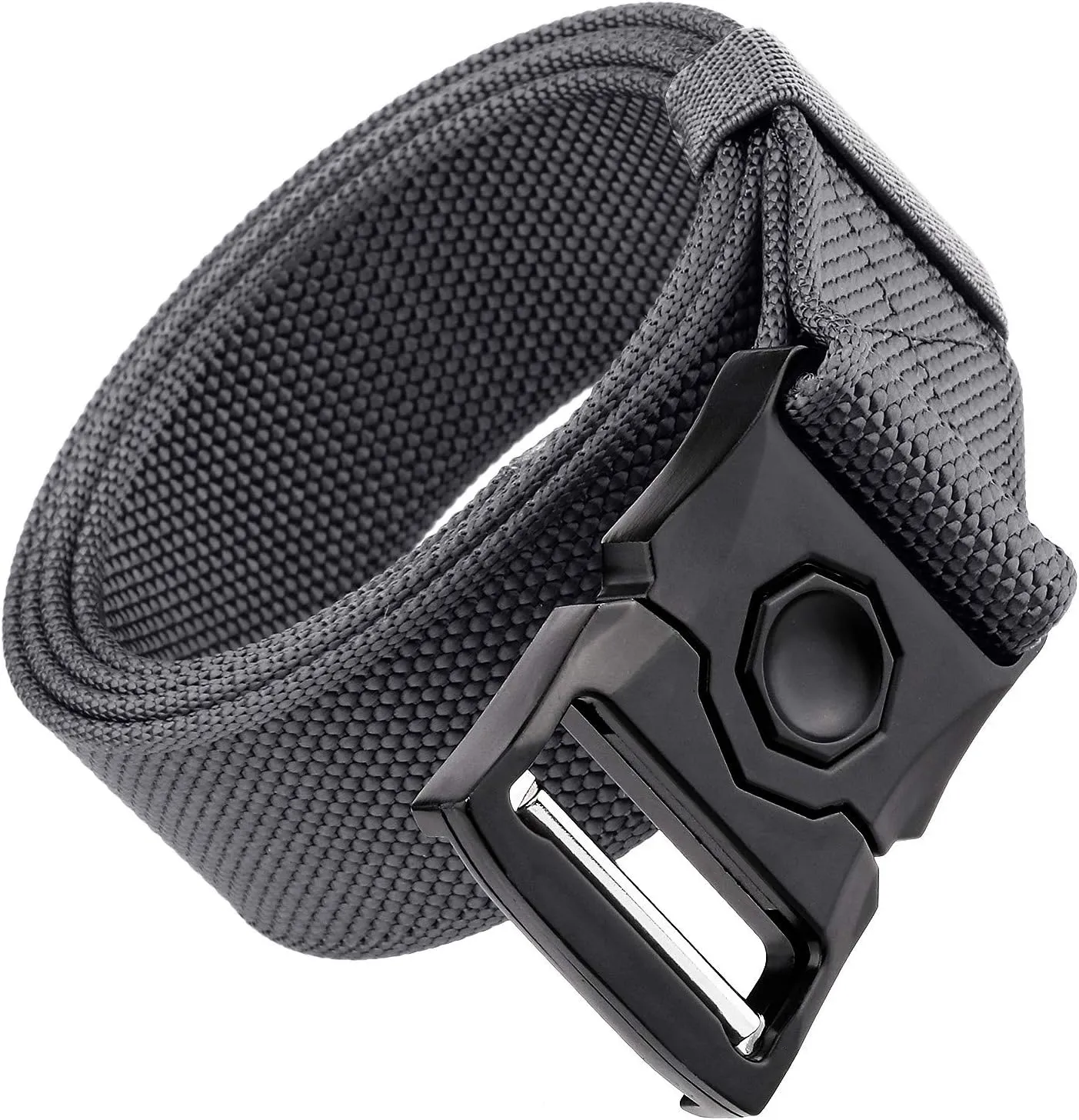 Sportmusies Tactical Belt for Men Nylon Webbing Belt with Heavy-Duty Quick-Release Buckle