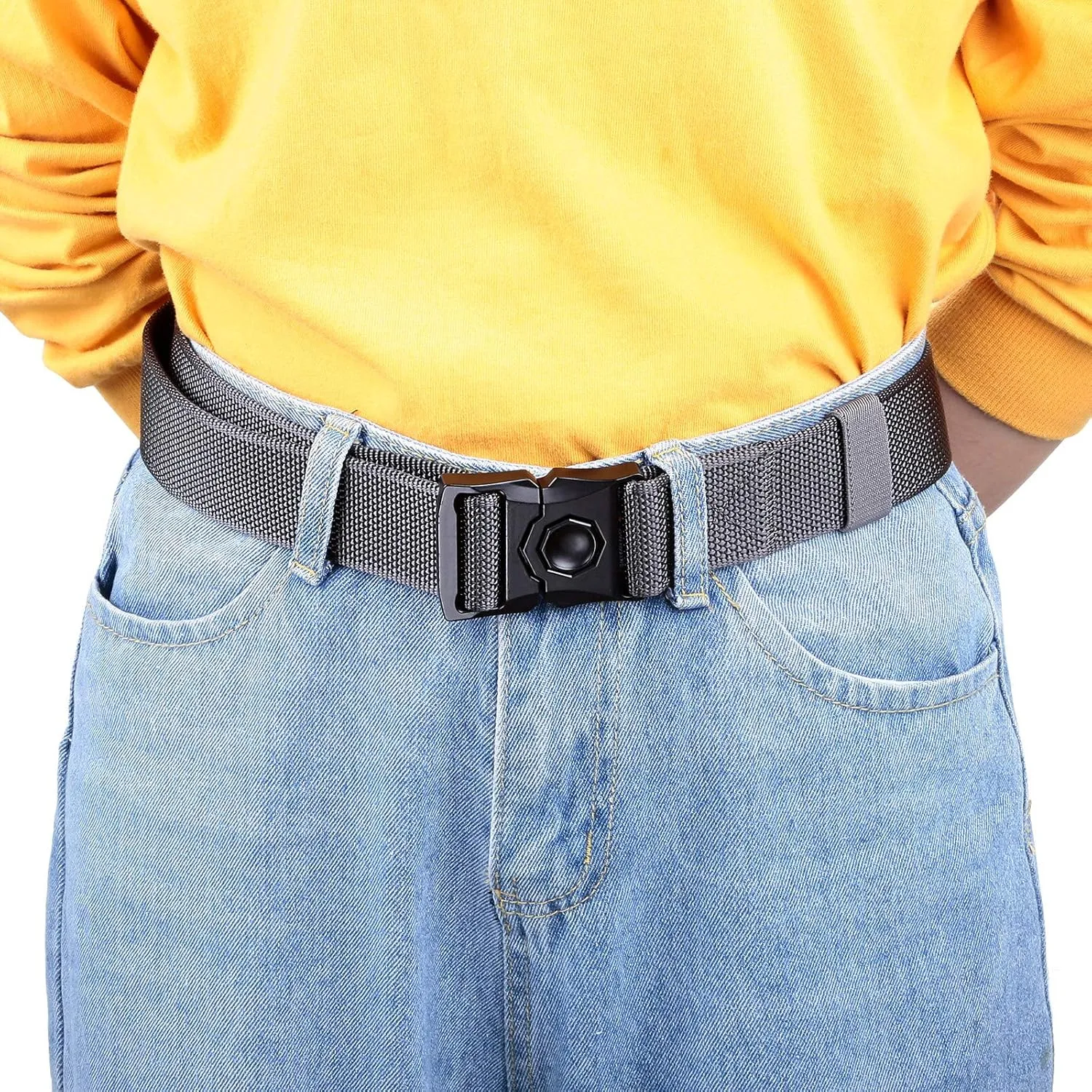 Sportmusies Tactical Belt for Men Nylon Webbing Belt with Heavy-Duty Quick-Release Buckle