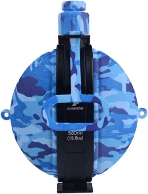 Sports Water Bottle Jug Large Capacity Silicon Bike Foldable Water Kettle Cup For Outdoor Hiking Camping (Blue)