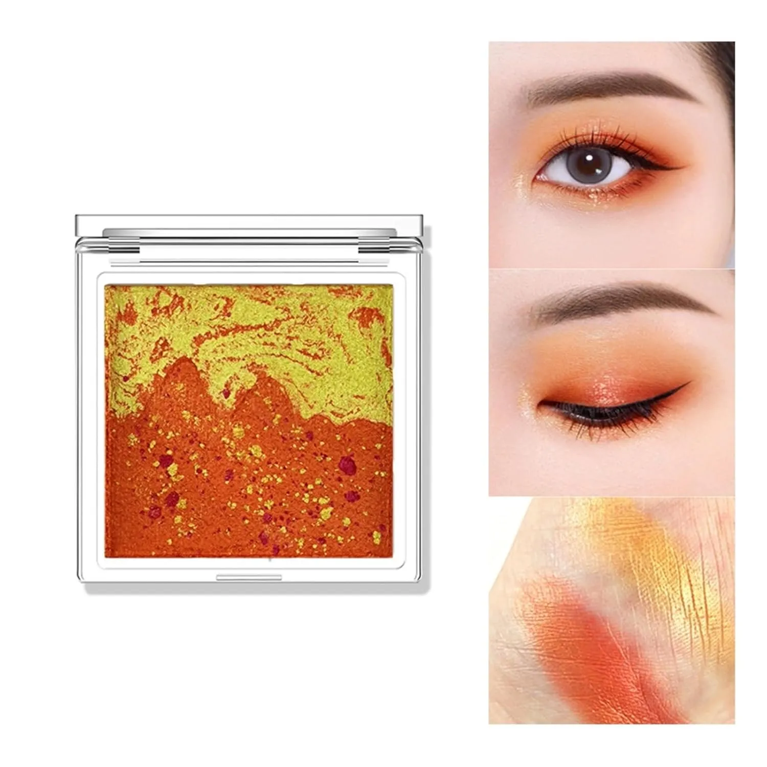 Stage Eyeshadow Palette - Waterproof, High Pigment Metallic & Glitter, 24H Crease-Proof (#03 Sunset (Yellow   Orange))