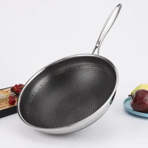 Stainless Steel Double-sided Honeycomb Frying Pan For Home Use