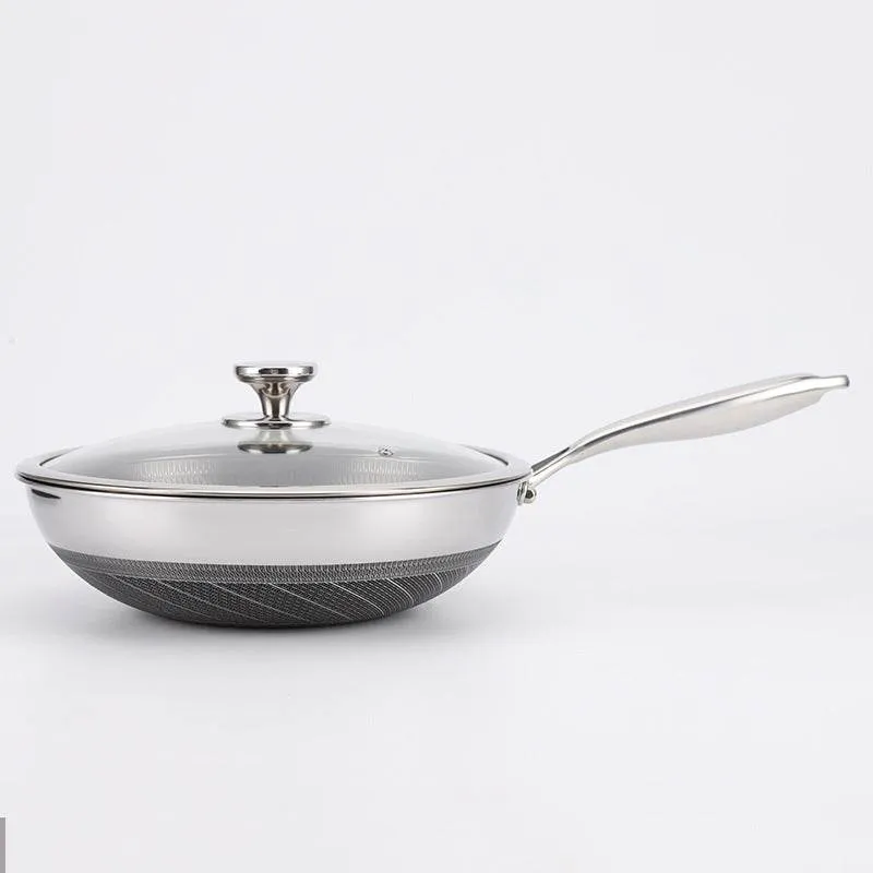 Stainless Steel Double-sided Honeycomb Frying Pan For Home Use