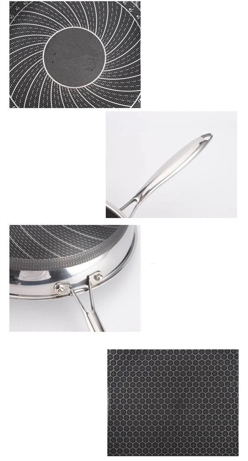 Stainless Steel Double-sided Honeycomb Frying Pan For Home Use