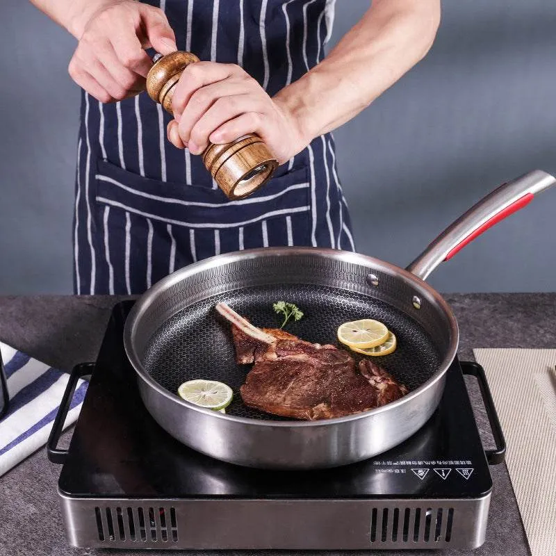 Stainless Steel Full Pattern Frying Egg Fried Steak Pan