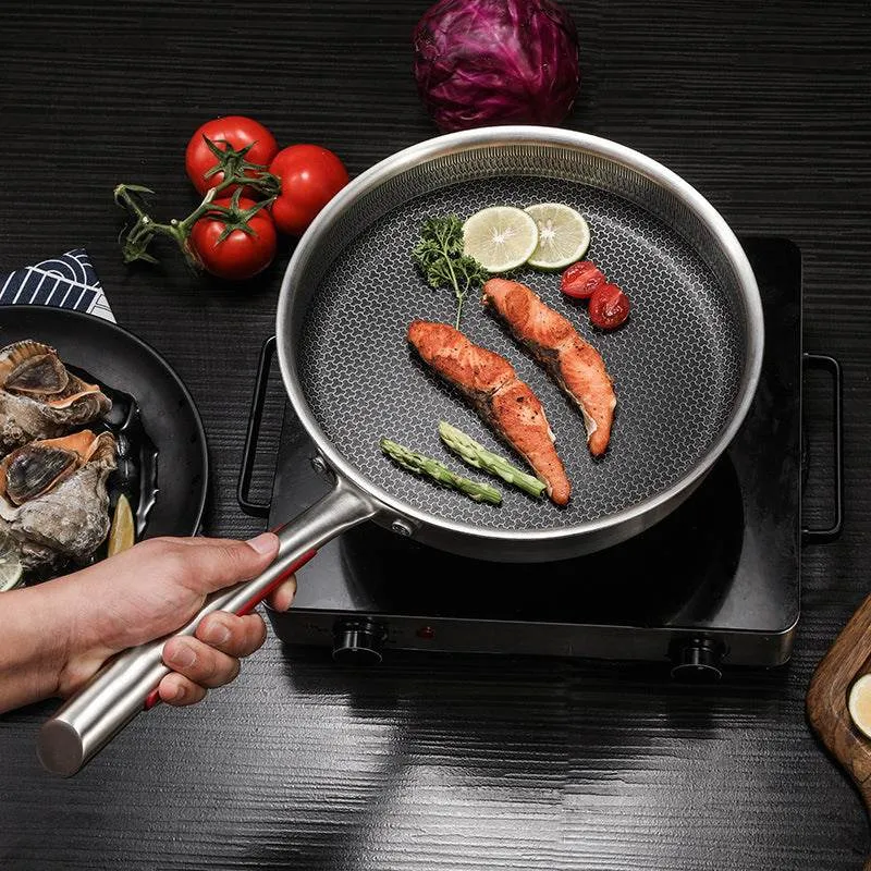 Stainless Steel Full Pattern Frying Egg Fried Steak Pan