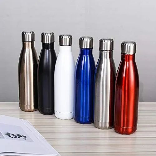Stainless Steel Kettle 500ML, Double-layer Large-capacity Sports Water Cup Suitable For Outdoor Cycling And Home Use(Blue 3)