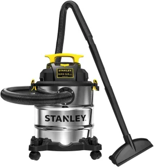 Stanley SL18116 Wet/Dry Vacuum, 6 Gallon, 4 Horsepower, Stainless Steel Tank, 4.0 HP, Silver yellow