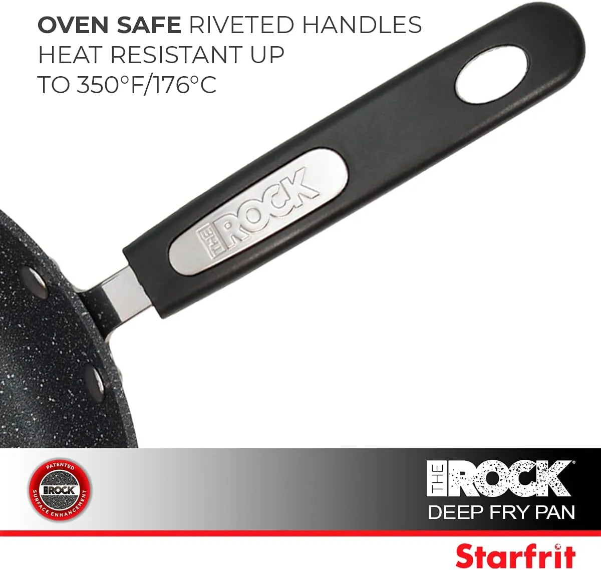 Starfrit The Rock Classic 11" (28cm) Non-Stick Deep Fry Pan with Helper Handle - Durable Forged Aluminum - Oven Safe - PFOA Free - Easy to Clean