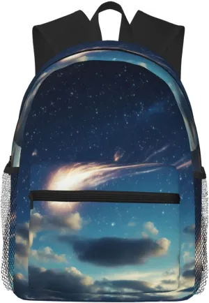 Starry Sky Meteor Stars Casual Backpack Multi-Purpose Leisure Day Bag, Lightweight and Comfortable,fit for Vacation, Black, One Size