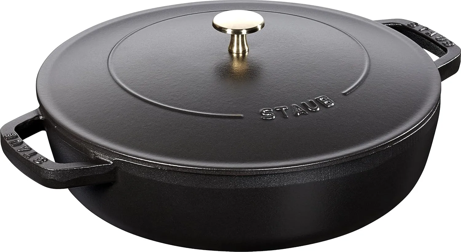 STAUB Cast Iron Sauté Pan, Chistera Lid, Round, 3.7 L, Black, 33 x 31 x 9.5 cm