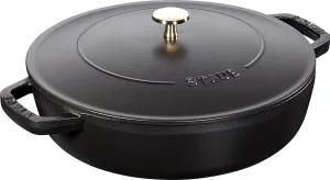 STAUB Cast Iron Sauté Pan, Chistera Lid, Round, 3.7 L, Black, 33 x 31 x 9.5 cm