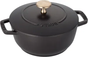 staub Wa-NABE 40501-000 Wanabe Black S 6.3 inches (16 cm) Two-Handed Casting, Enameled Pot, Rice, Induction Compatible, Japanese Authentic Product