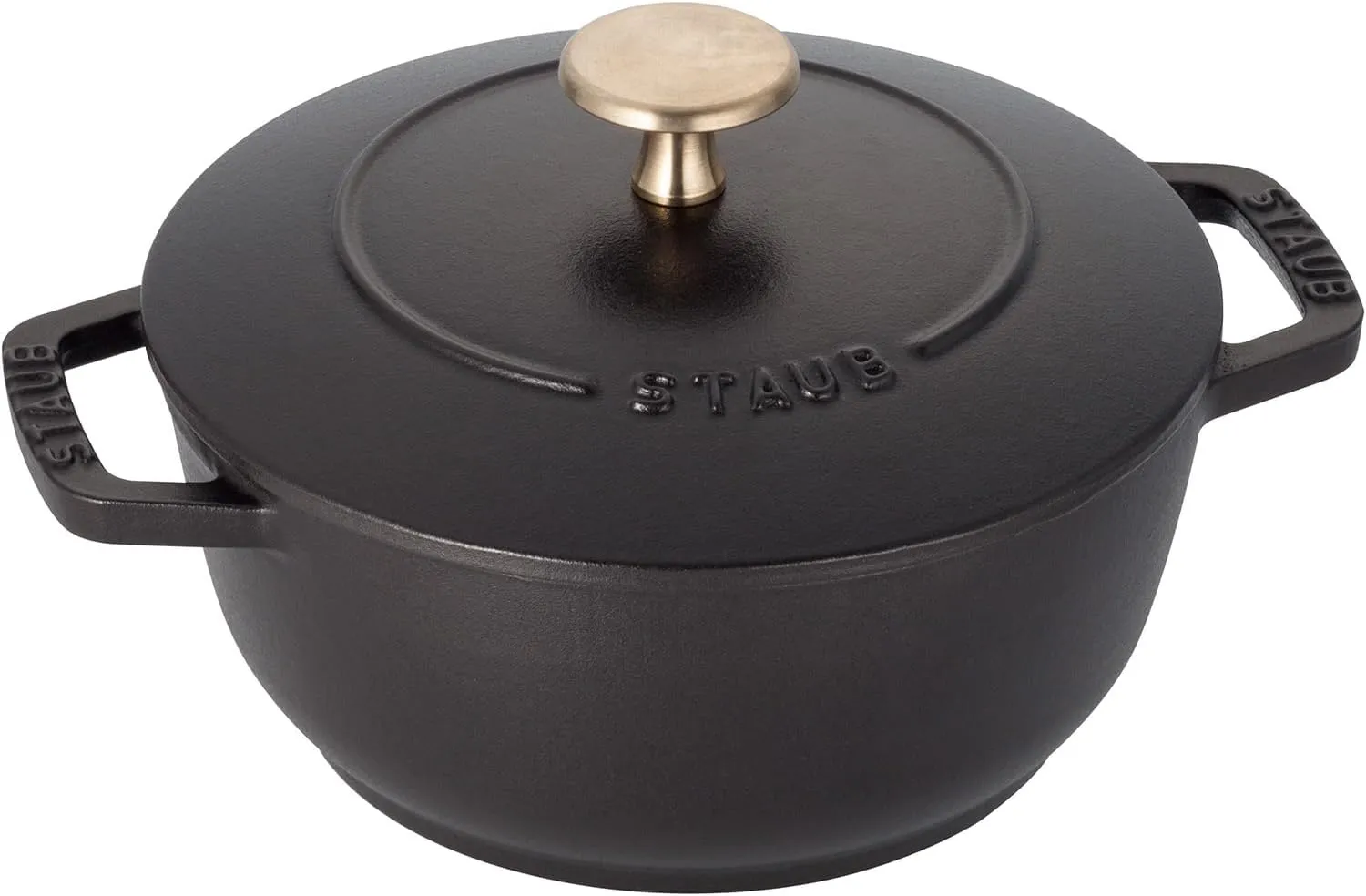 staub Wa-NABE 40501-000 Wanabe Black S 6.3 inches (16 cm) Two-Handed Casting, Enameled Pot, Rice, Induction Compatible, Japanese Authentic Product