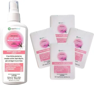 Stay Away EarthKind Mosquitoes Insect Repellent Bundle - Plant-Based, Unscented Mosquito Spray with Picaridin - Safe for Children When Used As Directed - 4 oz Bottle & Travel Size (Pack of 4)