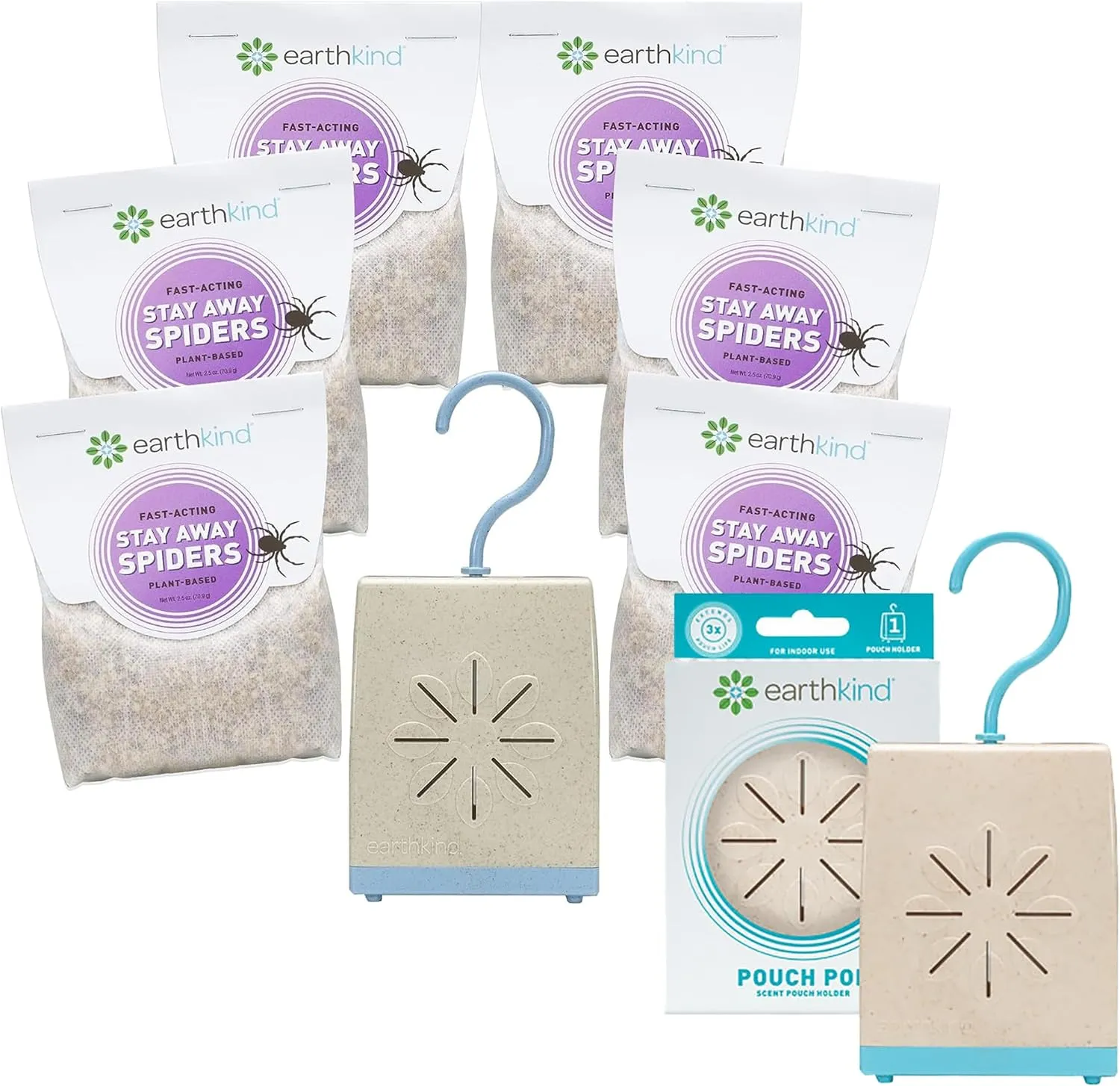 Stay Away Spiders Deterrent & Pouch Pod Bundle - Indoor Spider Deterrent Pouches for Attic, Crawl Space, Window Sill - Plant-Based Ingredients & Essential Oils - 6-Pack & 2 Extended Release Pouch Pods