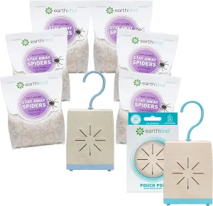 Stay Away Spiders Deterrent & Pouch Pod Bundle - Indoor Spider Deterrent Pouches for Attic, Crawl Space, Window Sill - Plant-Based Ingredients & Essential Oils - 6-Pack & 2 Extended Release Pouch Pods