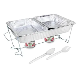 Sterno Buffet Kit Disposable Chafing Dish Buffet Set - Chafing Dishes for Buffet & Catering Food Warmers - Catering Supplies & Food Warming Trays for Buffet Party - 8-Piece Chafing Dish Set